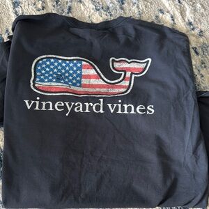 Vineyard Vines Navy Tee with Patriotic Whale